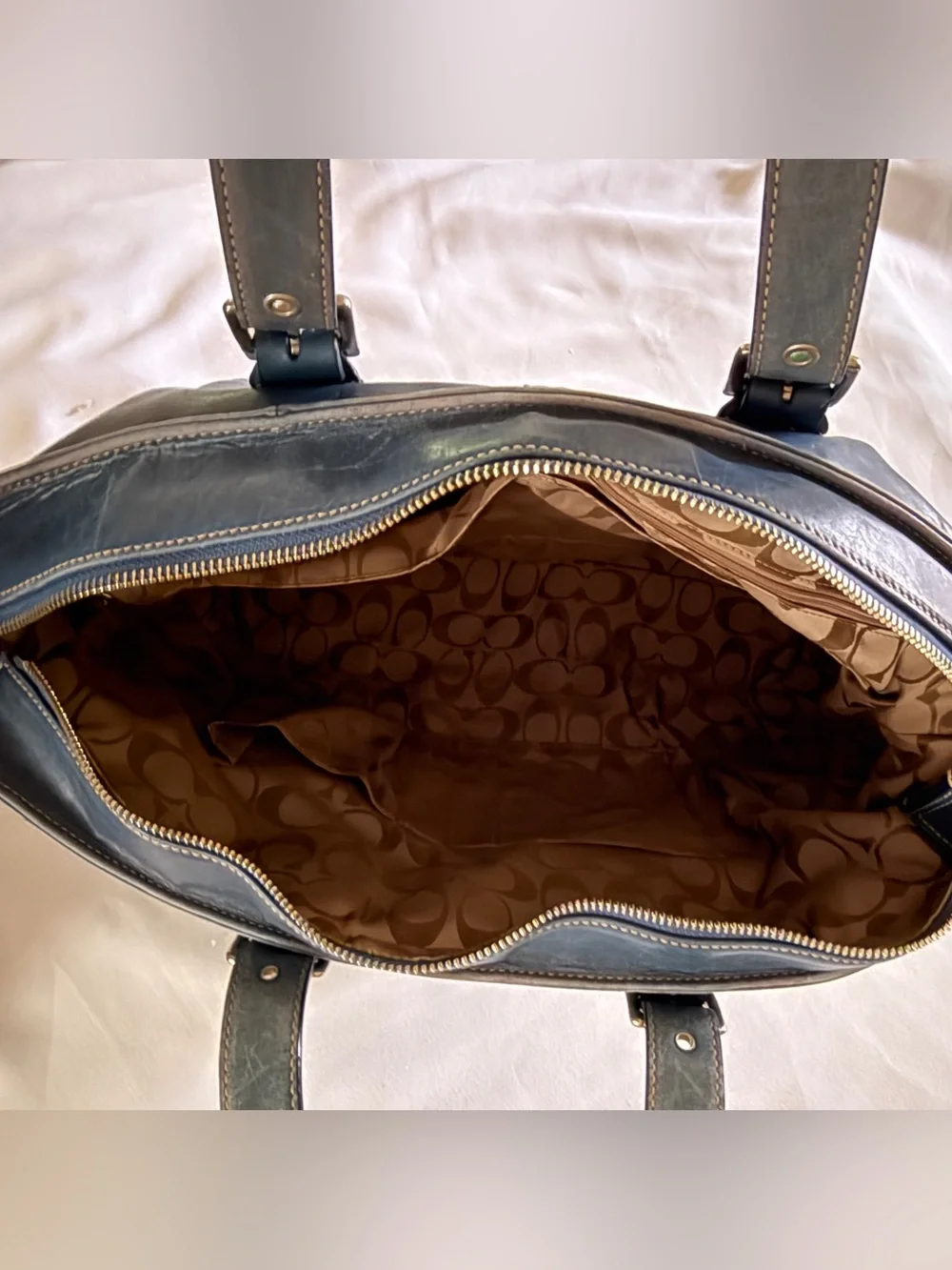 Coach Hampton Blue Leather Tote - Picture 7 of 13
